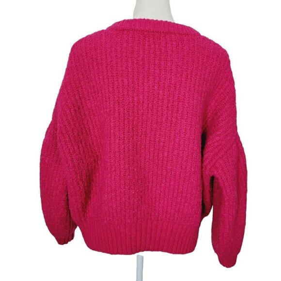 A New Day Drop Shoulder Sweater Sz XL Pink Heavyweight Thick Puff Sleeve VGC - Picture 4 of 9